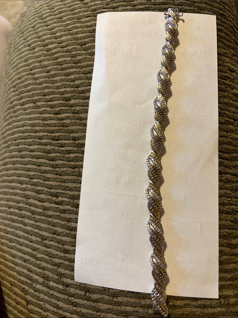 Sterling Silver 925 Twisted Tennis Bracelet with Diamond Accents